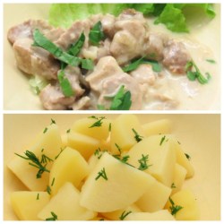 zharkoe iz svinogo okoroka v orekhovom souse s ovarnym